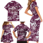Manly Warringah Sea Eagles Rugby Family Matching Short Sleeve Bodycon Dress and Hawaiian Shirt Graffiti Typography Urban Camo Abstract Street Style