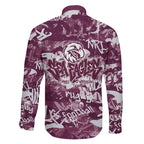 Manly Warringah Sea Eagles Rugby Family Matching Short Sleeve Bodycon Dress and Hawaiian Shirt Graffiti Typography Urban Camo Abstract Street Style