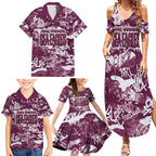 Manly Warringah Sea Eagles Rugby Family Matching Summer Maxi Dress and Hawaiian Shirt Graffiti Typography Urban Camo Abstract Street Style