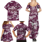 Manly Warringah Sea Eagles Rugby Family Matching Summer Maxi Dress and Hawaiian Shirt Graffiti Typography Urban Camo Abstract Street Style