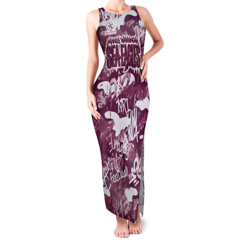 Manly Warringah Sea Eagles Rugby Family Matching Tank Maxi Dress and Hawaiian Shirt Graffiti Typography Urban Camo Abstract Street Style