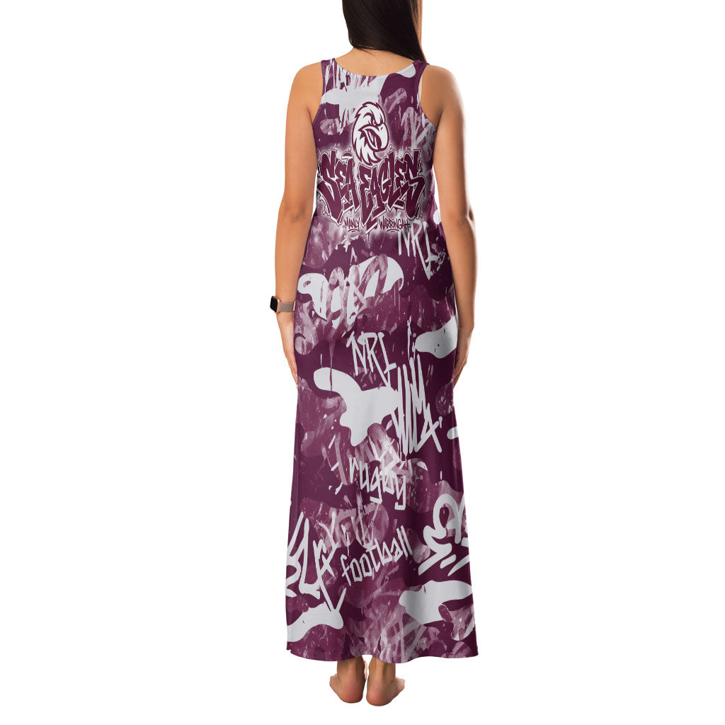 Manly Warringah Sea Eagles Rugby Family Matching Tank Maxi Dress and Hawaiian Shirt Graffiti Typography Urban Camo Abstract Street Style