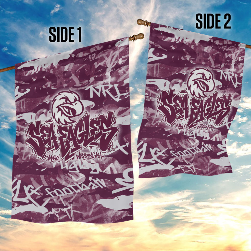 Manly Warringah Sea Eagles Rugby Garden Flag Graffiti Typography Urban Camo Abstract Street Style