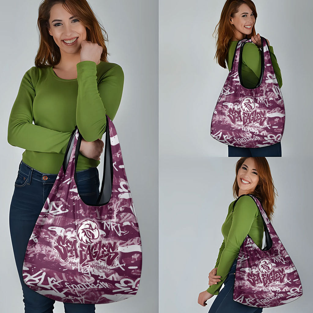 Manly Warringah Sea Eagles Rugby Grocery Bag Graffiti Typography Urban Camo Abstract Street Style