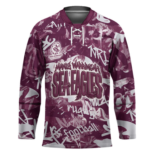 Manly Warringah Sea Eagles Rugby Hockey Jersey Graffiti Typography Urban Camo Abstract Street Style