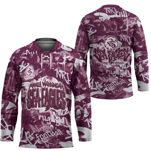 Manly Warringah Sea Eagles Rugby Hockey Jersey Graffiti Typography Urban Camo Abstract Street Style