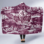 Manly Warringah Sea Eagles Rugby Hooded Blanket Graffiti Typography Urban Camo Abstract Street Style