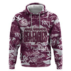 Manly Warringah Sea Eagles Rugby Hoodie Graffiti Typography Urban Camo Abstract Street Style
