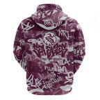 Manly Warringah Sea Eagles Rugby Hoodie Graffiti Typography Urban Camo Abstract Street Style