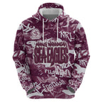 Manly Warringah Sea Eagles Rugby Hoodie Graffiti Typography Urban Camo Abstract Street Style