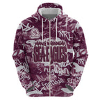 Manly Warringah Sea Eagles Rugby Hoodie Graffiti Typography Urban Camo Abstract Street Style