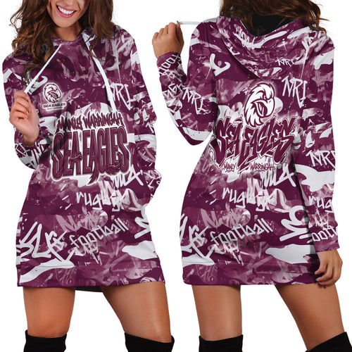 Manly Warringah Sea Eagles Rugby Hoodie Dress Graffiti Typography Urban Camo Abstract Street Style