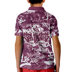 Manly Warringah Sea Eagles Rugby Kid Polo Shirt Graffiti Typography Urban Camo Abstract Street Style