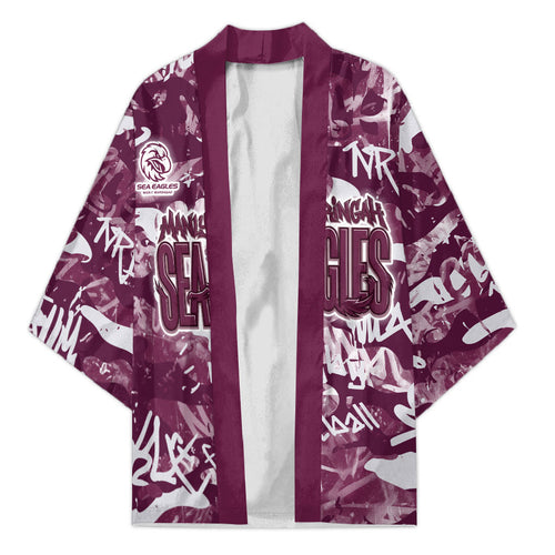 Manly Warringah Sea Eagles Rugby Kimono Graffiti Typography Urban Camo Abstract Street Style