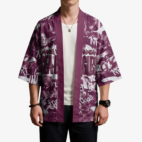 Manly Warringah Sea Eagles Rugby Kimono Graffiti Typography Urban Camo Abstract Street Style