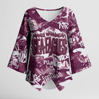 Manly Warringah Sea Eagles Rugby Kimono Sleeve Blouse Graffiti Typography Urban Camo Abstract Street Style