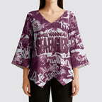 Manly Warringah Sea Eagles Rugby Kimono Sleeve Blouse Graffiti Typography Urban Camo Abstract Street Style