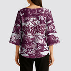 Manly Warringah Sea Eagles Rugby Kimono Sleeve Blouse Graffiti Typography Urban Camo Abstract Street Style