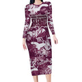 Manly Warringah Sea Eagles Rugby Long Sleeve Bodycon Dress Graffiti Typography Urban Camo Abstract Street Style