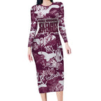 Manly Warringah Sea Eagles Rugby Long Sleeve Bodycon Dress Graffiti Typography Urban Camo Abstract Street Style
