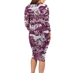 Manly Warringah Sea Eagles Rugby Long Sleeve Bodycon Dress Graffiti Typography Urban Camo Abstract Street Style
