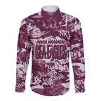 Manly Warringah Sea Eagles Rugby Long Sleeve Button Shirt Graffiti Typography Urban Camo Abstract Street Style