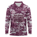 Manly Warringah Sea Eagles Rugby Long Sleeve Polo Shirt Graffiti Typography Urban Camo Abstract Street Style