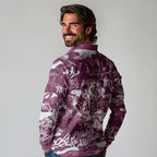 Manly Warringah Sea Eagles Rugby Long Sleeve Polo Shirt Graffiti Typography Urban Camo Abstract Street Style