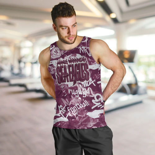 Manly Warringah Sea Eagles Rugby Men Tank Top Graffiti Typography Urban Camo Abstract Street Style
