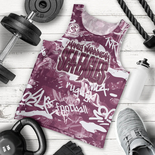 Manly Warringah Sea Eagles Rugby Men Tank Top Graffiti Typography Urban Camo Abstract Street Style