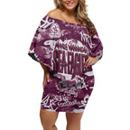 Manly Warringah Sea Eagles Rugby Off Shoulder Short Dress Graffiti Typography Urban Camo Abstract Street Style
