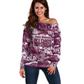 Manly Warringah Sea Eagles Rugby Off Shoulder Sweater Graffiti Typography Urban Camo Abstract Street Style