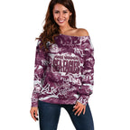 Manly Warringah Sea Eagles Rugby Off Shoulder Sweater Graffiti Typography Urban Camo Abstract Street Style