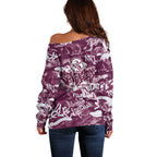 Manly Warringah Sea Eagles Rugby Off Shoulder Sweater Graffiti Typography Urban Camo Abstract Street Style
