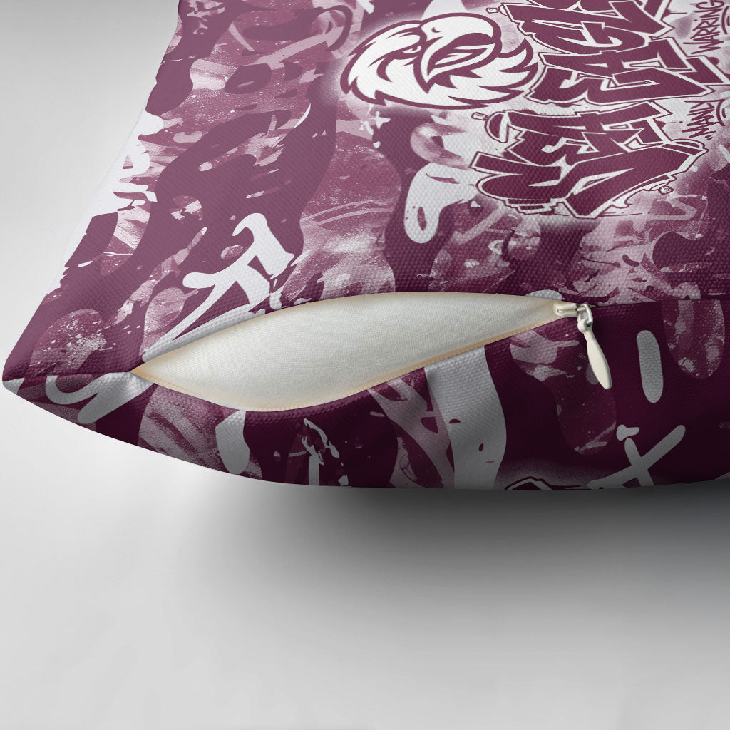 Manly Warringah Sea Eagles Rugby Pillow Cover Graffiti Typography Urban Camo Abstract Street Style