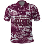 Manly Warringah Sea Eagles Rugby Polo Shirt Graffiti Typography Urban Camo Abstract Street Style