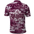 Manly Warringah Sea Eagles Rugby Polo Shirt Graffiti Typography Urban Camo Abstract Street Style