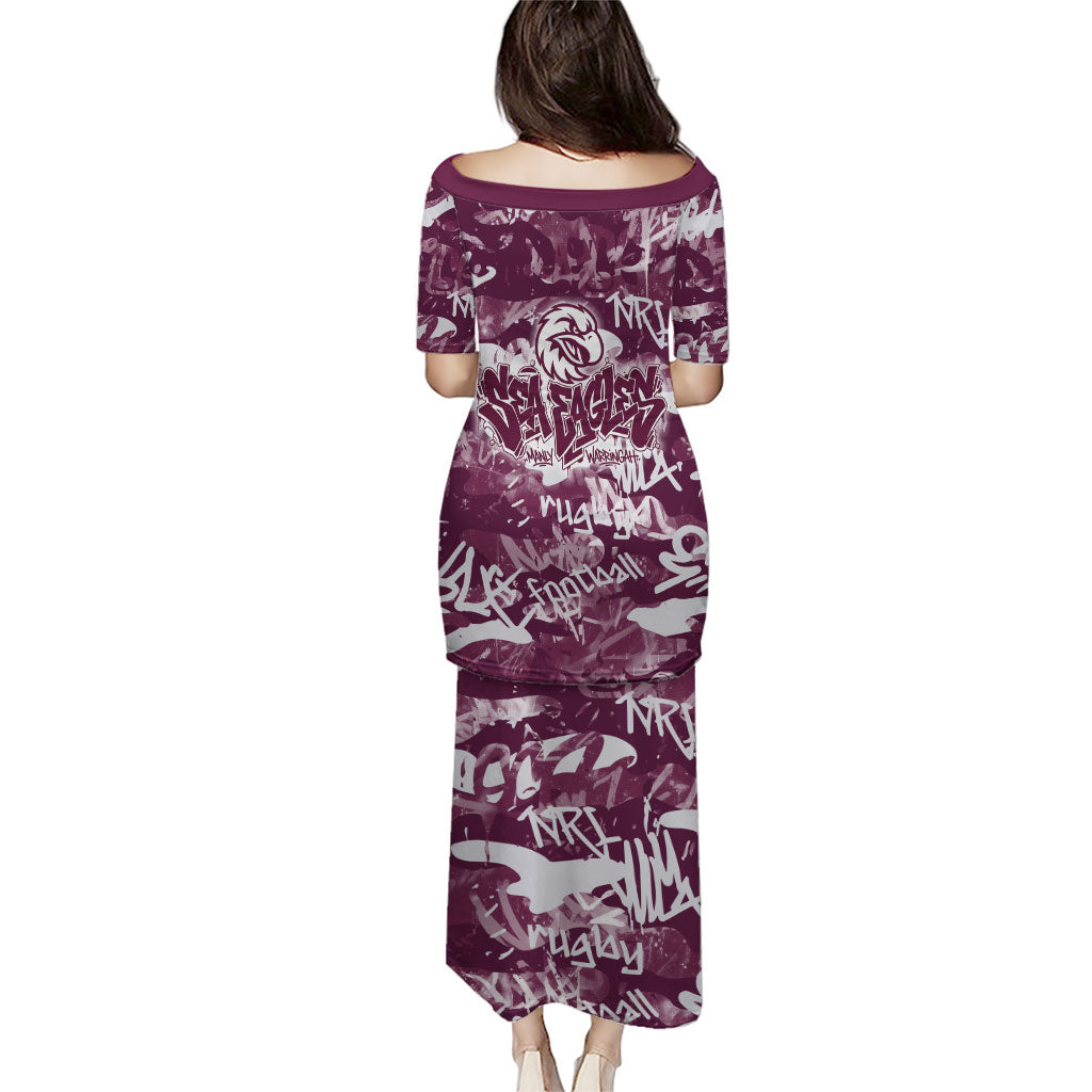 Manly Warringah Sea Eagles Rugby Puletasi Graffiti Typography Urban Camo Abstract Street Style