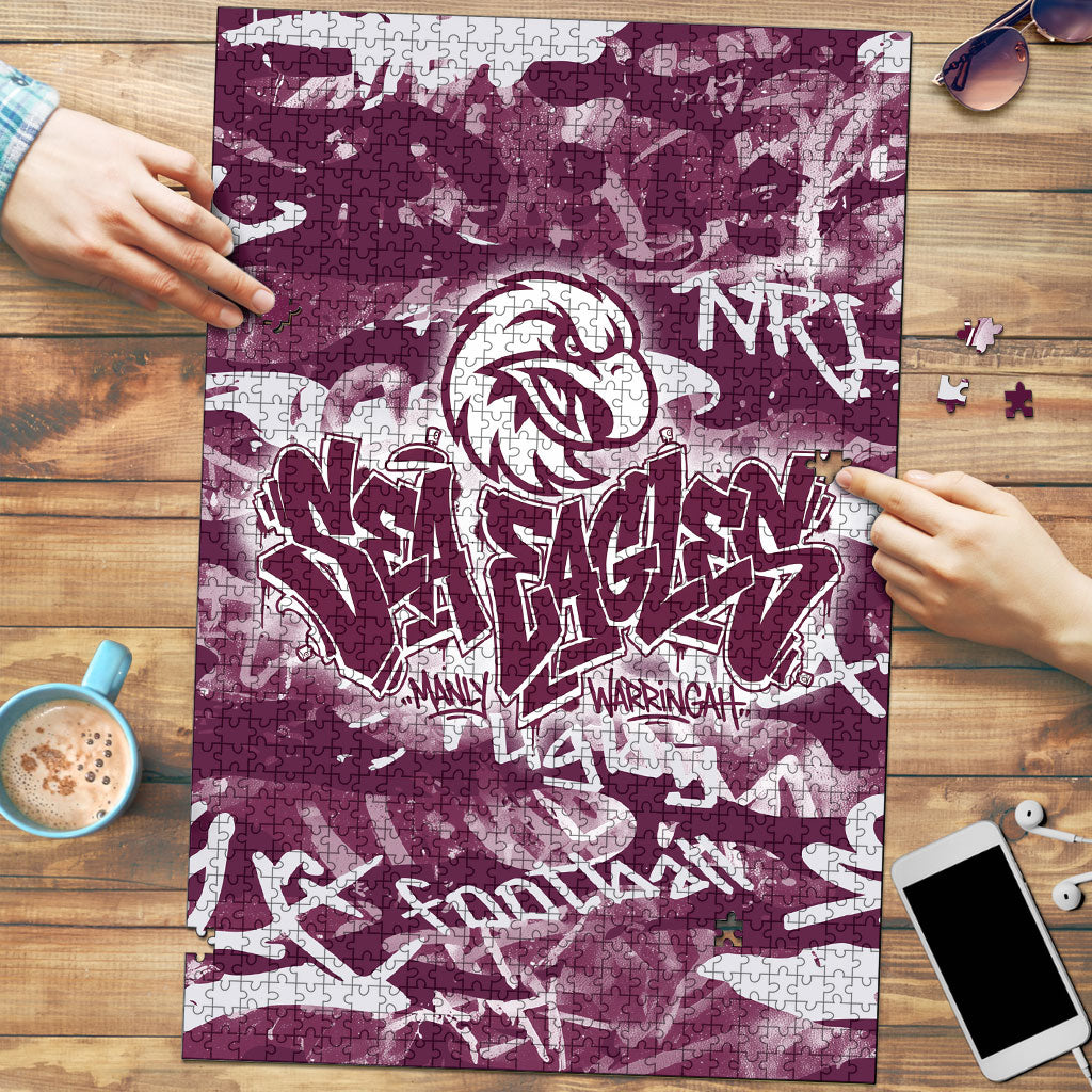 Manly Warringah Sea Eagles Rugby Puzzle Graffiti Typography Urban Camo Abstract Street Style