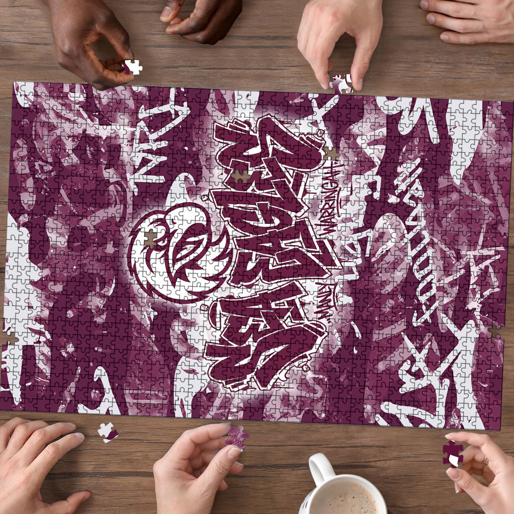 Manly Warringah Sea Eagles Rugby Puzzle Graffiti Typography Urban Camo Abstract Street Style