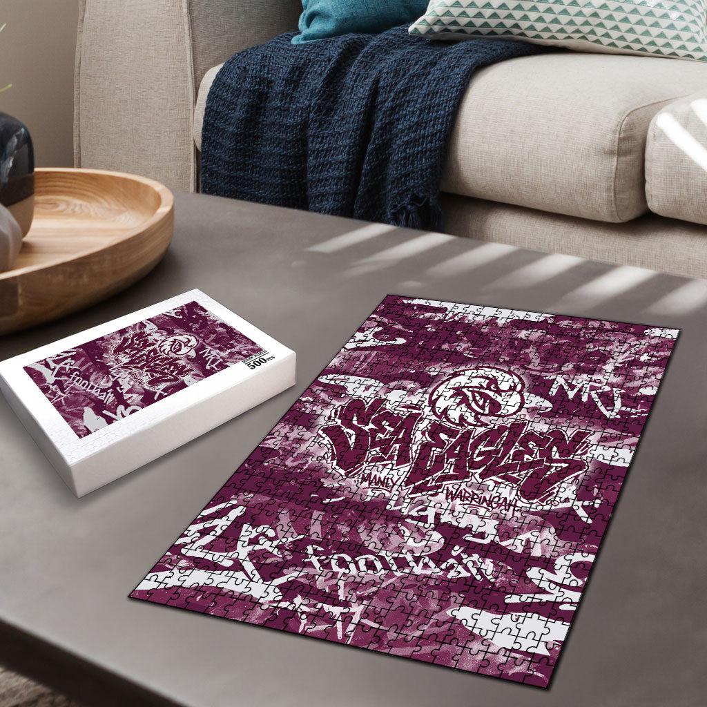 Manly Warringah Sea Eagles Rugby Puzzle Graffiti Typography Urban Camo Abstract Street Style