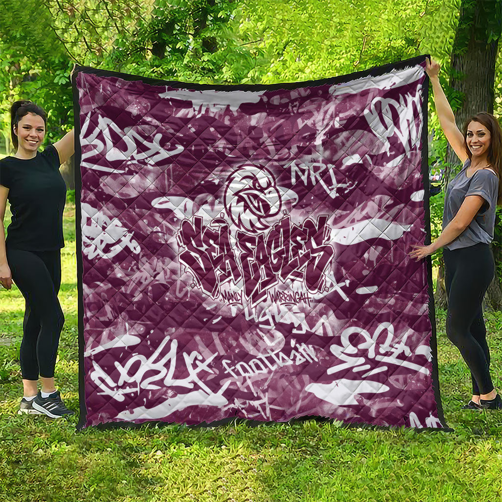 Manly Warringah Sea Eagles Rugby Quilt Graffiti Typography Urban Camo Abstract Street Style