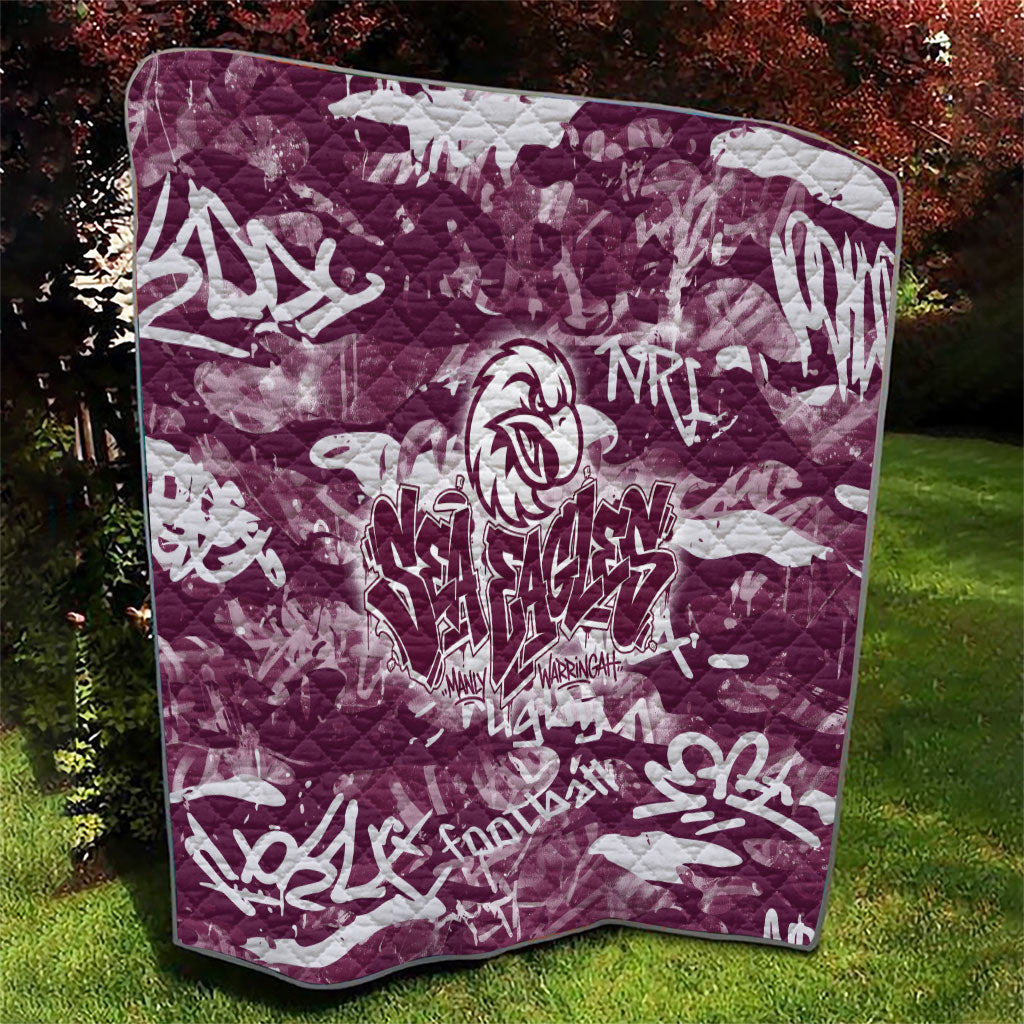 Manly Warringah Sea Eagles Rugby Quilt Graffiti Typography Urban Camo Abstract Street Style