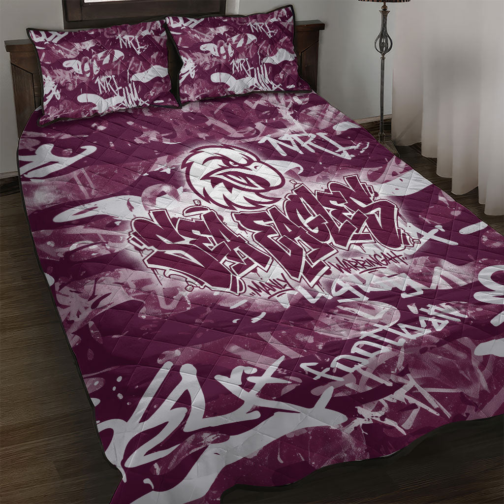 Manly Warringah Sea Eagles Rugby Quilt Bed Set Graffiti Typography Urban Camo Abstract Street Style