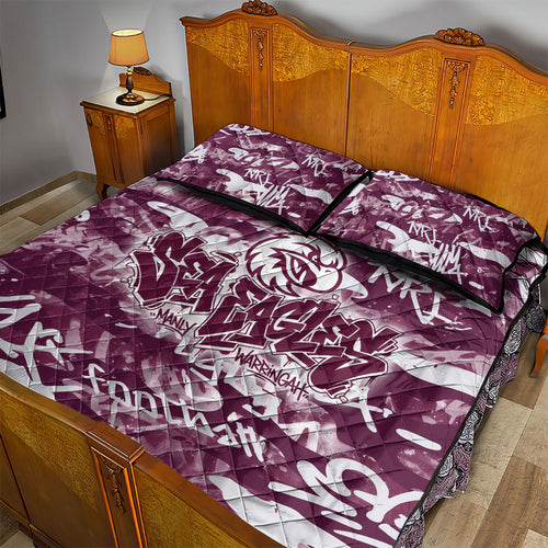 Manly Warringah Sea Eagles Rugby Quilt Bed Set Graffiti Typography Urban Camo Abstract Street Style