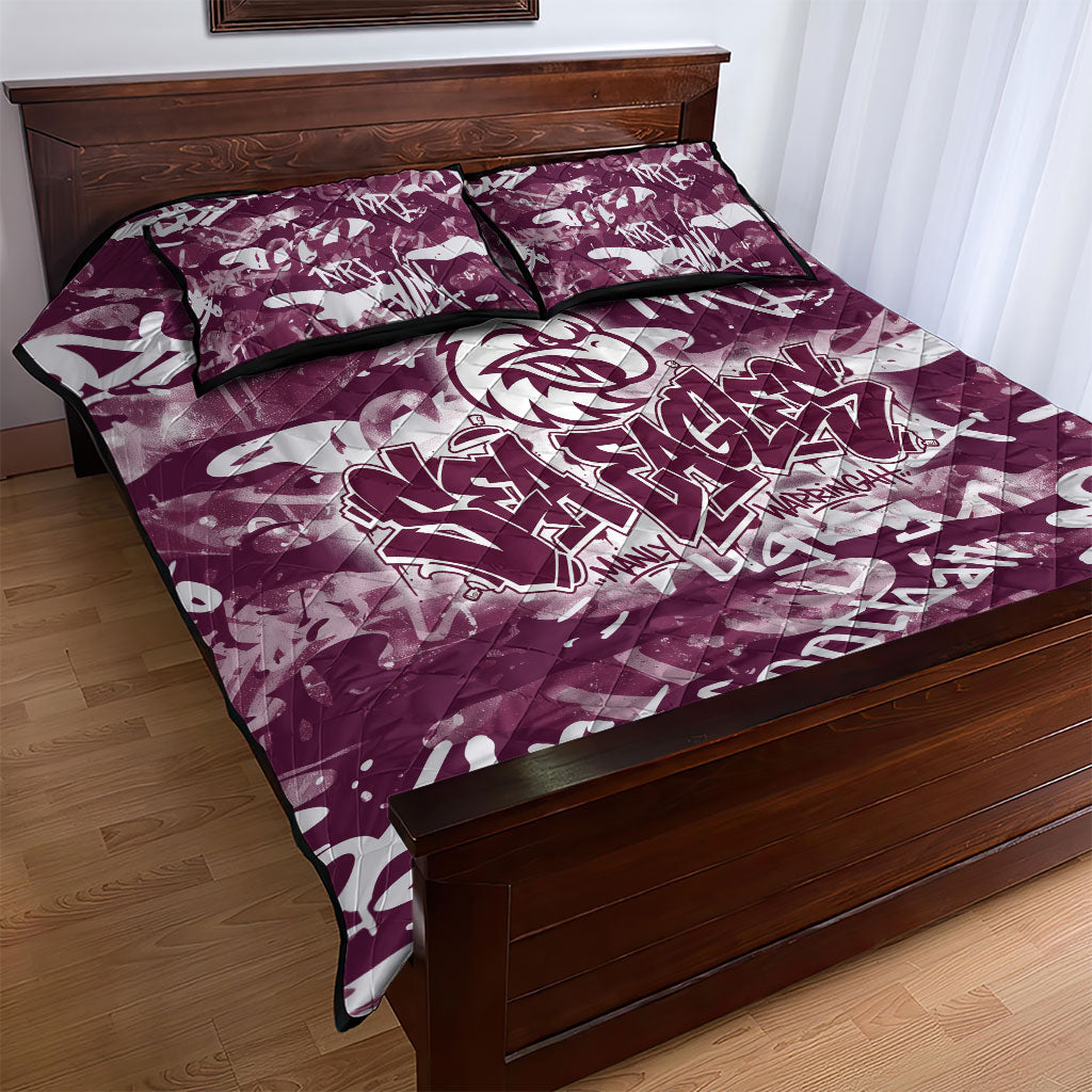 Manly Warringah Sea Eagles Rugby Quilt Bed Set Graffiti Typography Urban Camo Abstract Street Style
