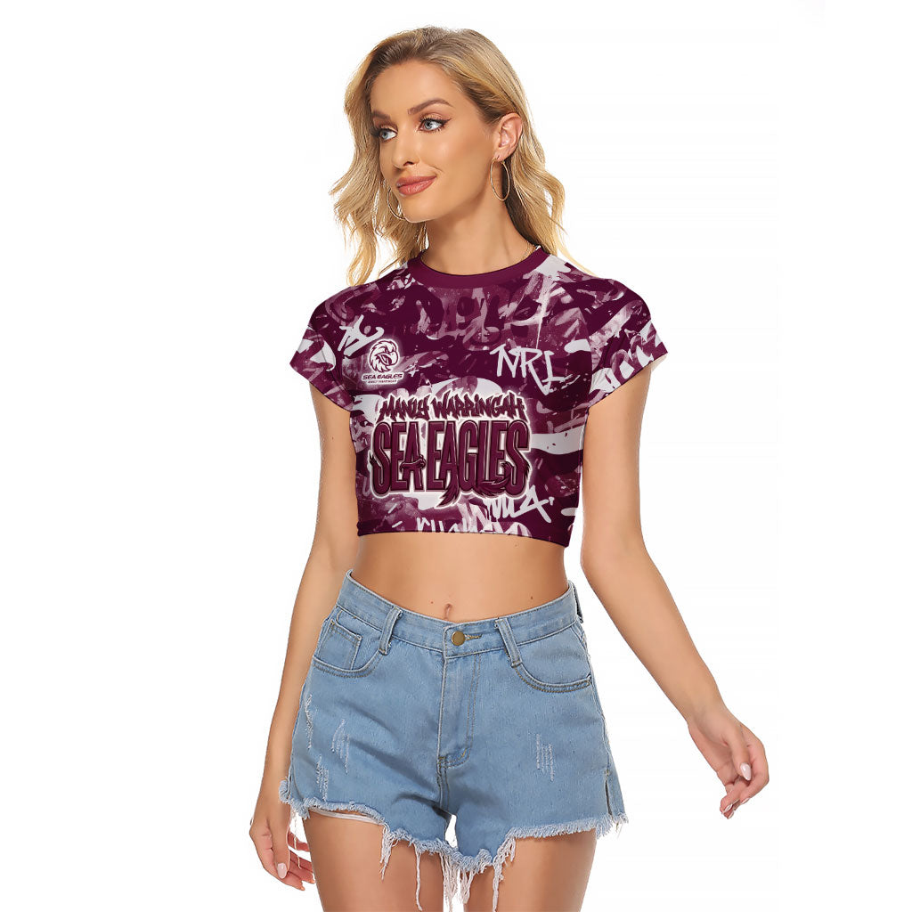 Manly Warringah Sea Eagles Rugby Raglan Cropped T Shirt Graffiti Typography Urban Camo Abstract Street Style