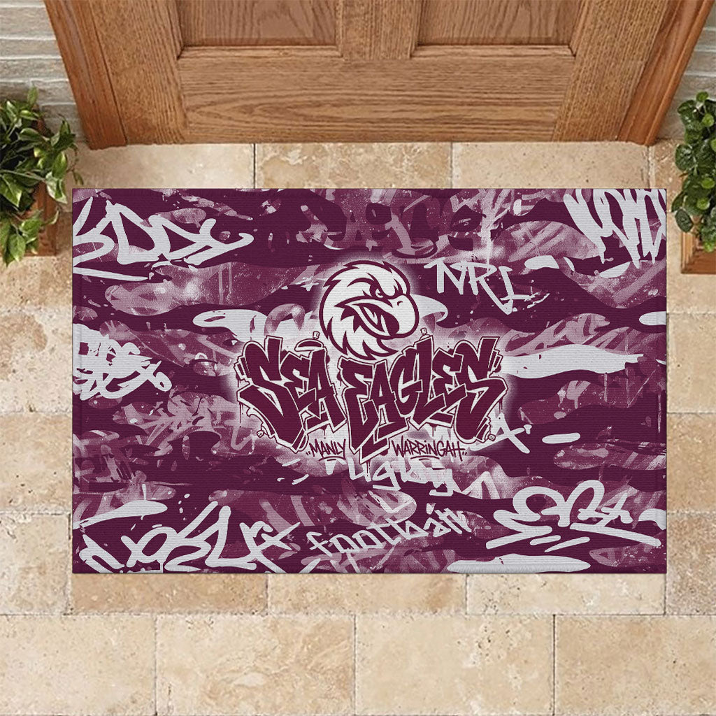 Manly Warringah Sea Eagles Rugby Rubber Doormat Graffiti Typography Urban Camo Abstract Street Style