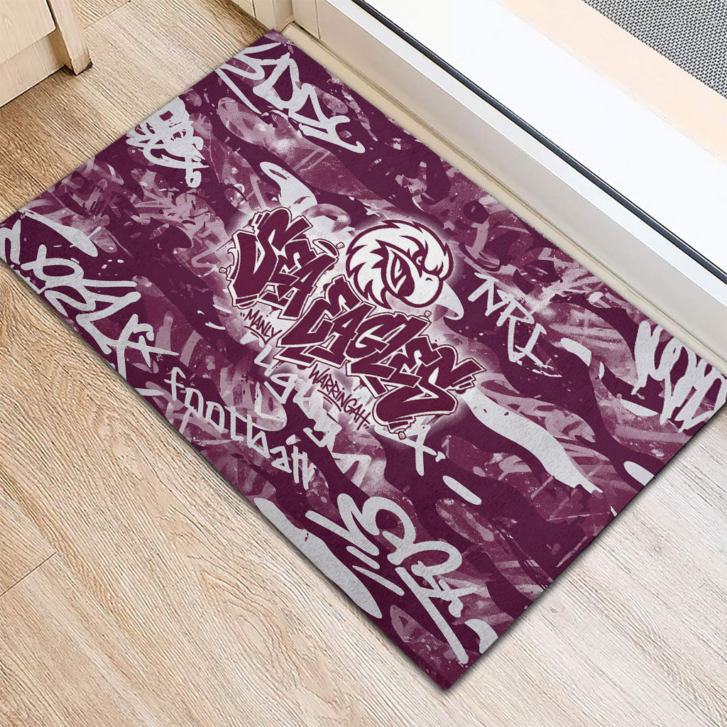 Manly Warringah Sea Eagles Rugby Rubber Doormat Graffiti Typography Urban Camo Abstract Street Style