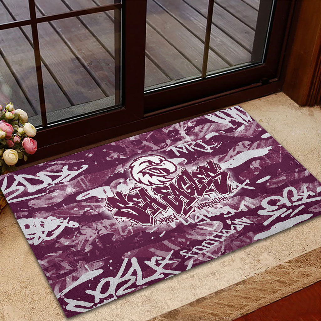 Manly Warringah Sea Eagles Rugby Rubber Doormat Graffiti Typography Urban Camo Abstract Street Style